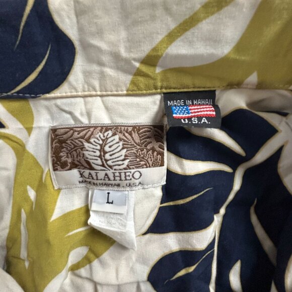 Kalaheo Mens Button Up Hawaiian Shirt Large Short Sleeve Tropical Leaf Print USA - Picture 3 of 7